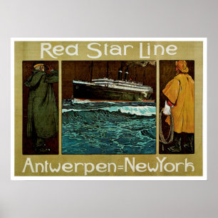 Póster Línea roja ~ Antwerpen= Nueva York de la estrella
