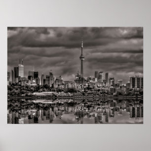 Póster Línea Skyline de Toronto Desde El Reflejo De Búsqu