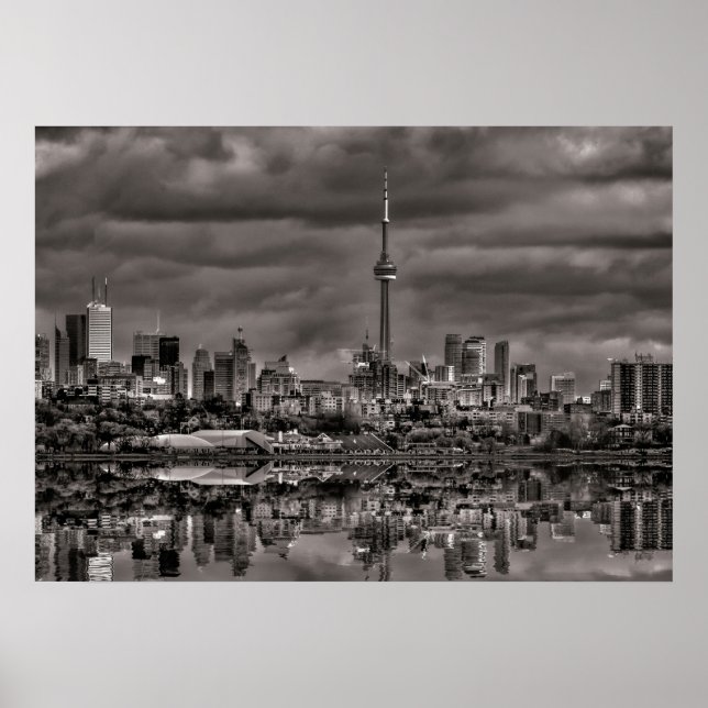 Póster Línea Skyline de Toronto Desde El Reflejo De Búsqu (Frente)