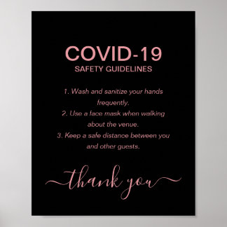 Póster Lineamientos de seguridad simple con Rosa de oro n