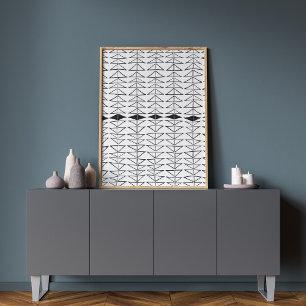 Póster Líneas abstractas blancas negras Formas Patrón r