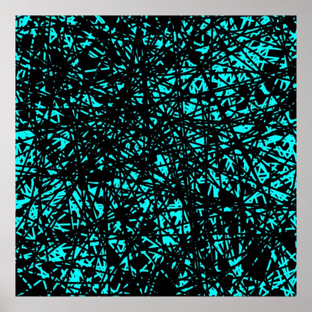 Póster Líneas abstractas - cian (Frente)