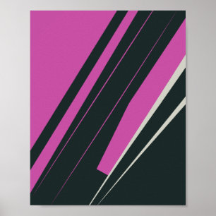 Póster Líneas abstractas dinámicas en fucsia y negro