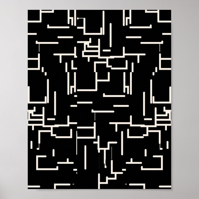 Póster Líneas abstractas minimalistas negras (Frente)