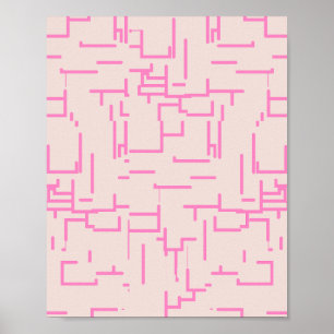 Póster Líneas abstractas minimalistas neutras y rosadas