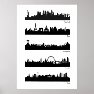 Póster Líneas aéreas de la ciudad - Mundo 2