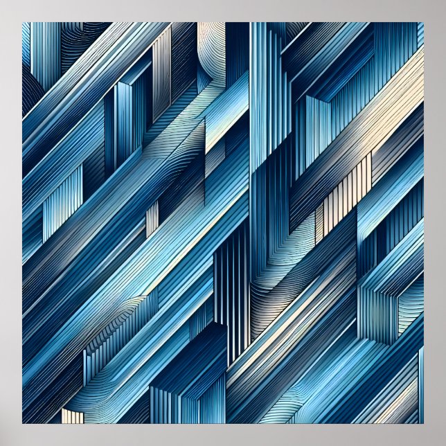 Póster Líneas Azules de Movimiento (Frente)