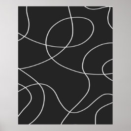 Póster Líneas blancas en negro