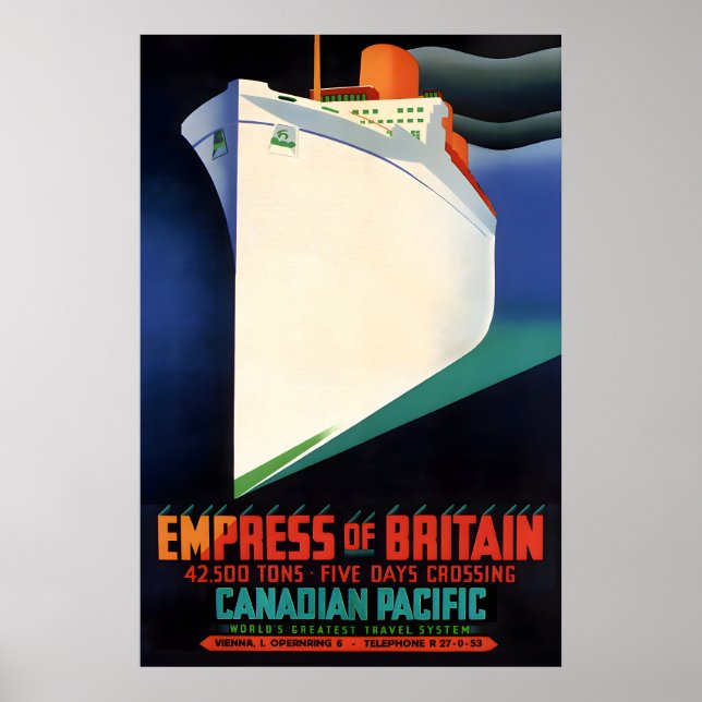 Póster Líneas CANADIENSES PACÍFICAS Empress of Britain Nu (Frente)