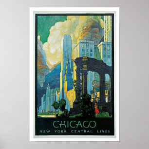 Póster Líneas centrales de Nueva York del ~ de Chicago
