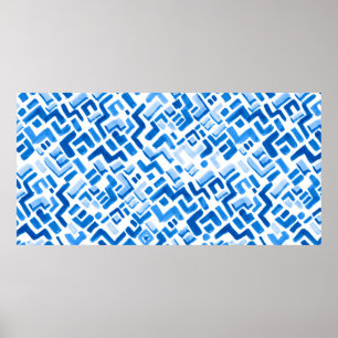 Póster Líneas de acuarela abstractas y patrón de rayas