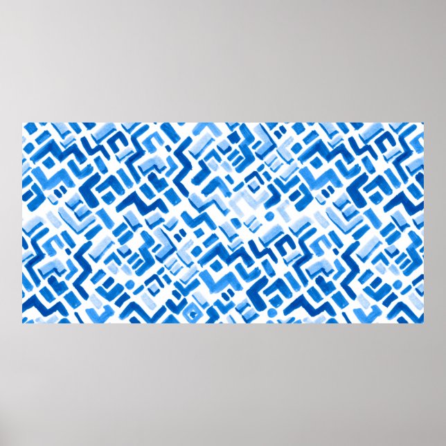 Póster Líneas de acuarela abstractas y patrón de rayas (Frente)