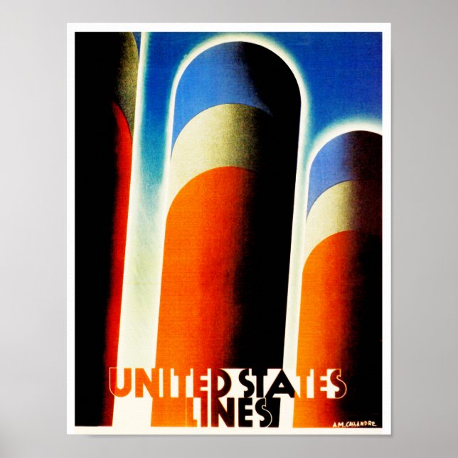 Póster Líneas de Estados Unidos (Frente)
