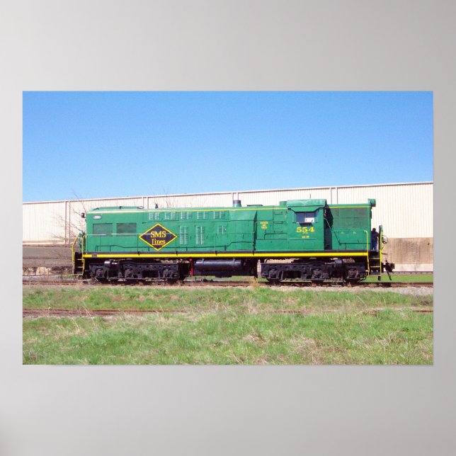 Póster Líneas de ferrocarril SMS Baldwin AS616 # 554 (Frente)