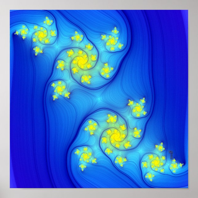 Póster Líneas de flujo flotante (12" x 12") Poster de imp (Frente)