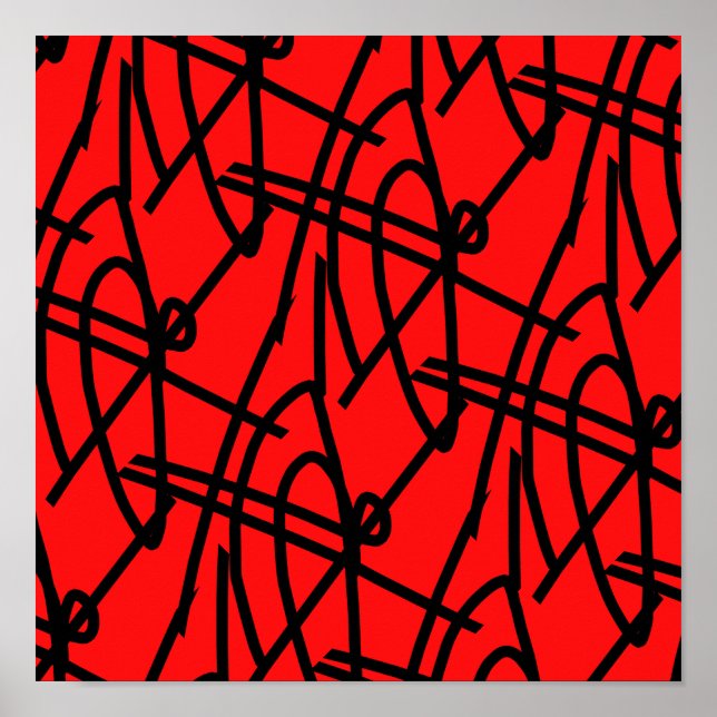 Póster Líneas de minimalismo abstractas de Poster rojo ne (Frente)