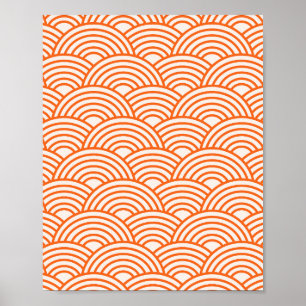 Póster Líneas de Naranja de Arcos de Ondas Abstractas