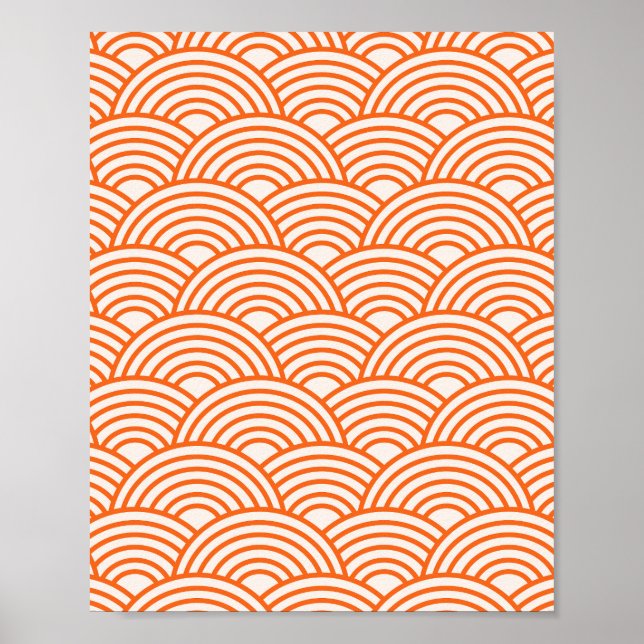 Póster Líneas de Naranja de Arcos de Ondas Abstractas (Frente)