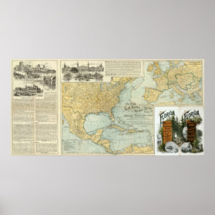 Póster Líneas de pasajeros de Norteamérica y Europa Occid