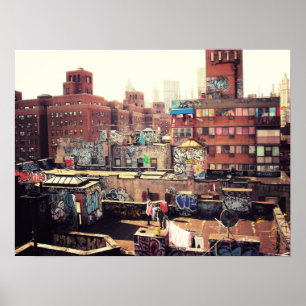 Póster Líneas de ropa y graffiti, medianos