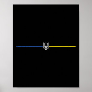 Póster Líneas de Ucrania Tridente Cresta Heráldica Ucrani