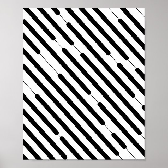 Póster Líneas diagonales negras (Frente)