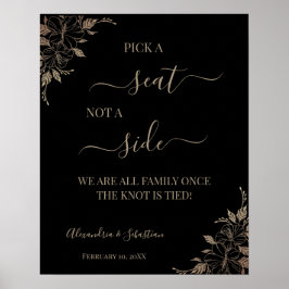 Póster Líneas florales escogen un asiento y no un Rótulo 