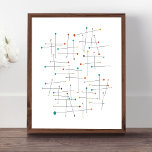 Póster Líneas Funky De Mediano Siglo Y Puntos Retro<br><div class="desc">Este divertido poster moderno de mediados de siglo,  con sus líneas y puntos,  seguro que le dará un toque retro fabuloso a su pared.</div>