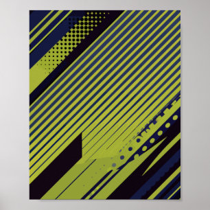 Póster Líneas geométricas negrita con contraste verde