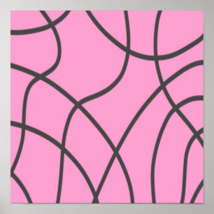 Póster Líneas: Gris sobre rosa suave