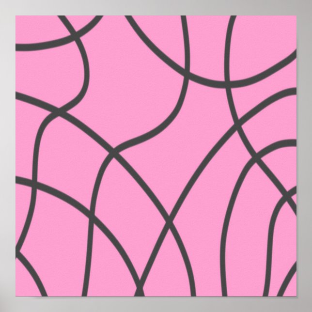 Póster Líneas: Gris sobre rosa suave  (Frente)