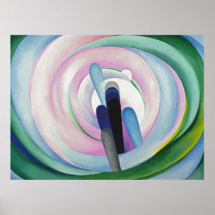 Póster Líneas grises con negro, azul y amarillo   O'Keeff