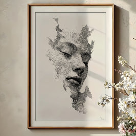 Póster Líneas hipnóticas: retrato de cara intrincada mono