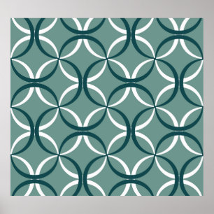 Póster Líneas onduladas Patrón verde sin soldadura