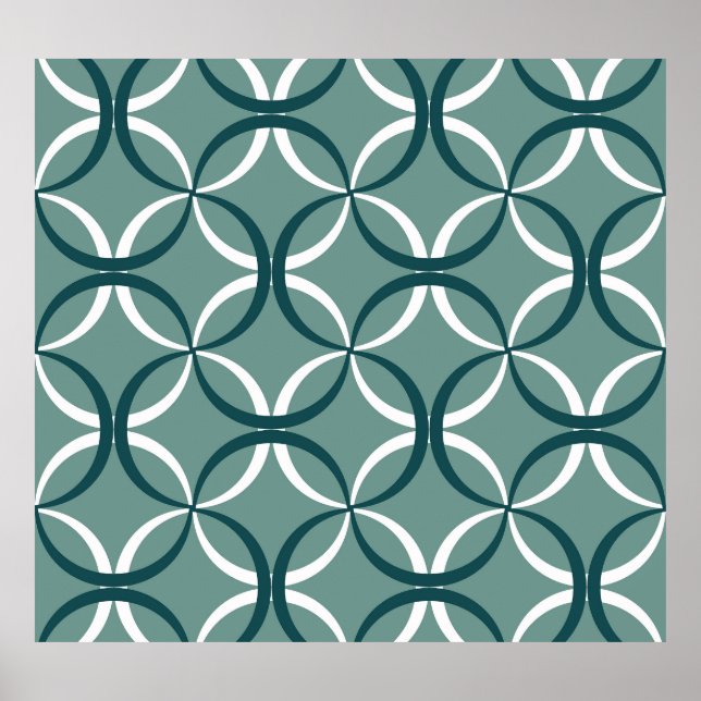 Póster Líneas onduladas Patrón verde sin soldadura (Frente)