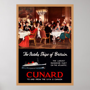 Póster Líneas poster de la reina Elizabeth Cunard del
