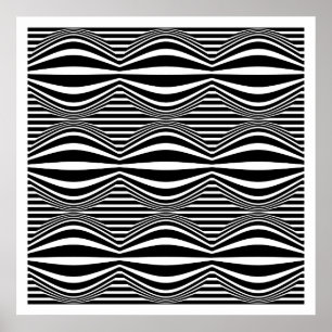 Póster Líneas y esferas de Op Art 01 - Blanco y negro