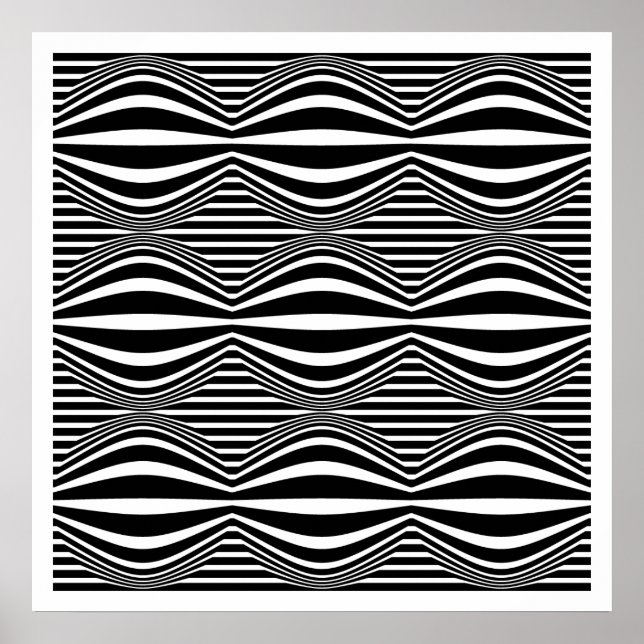 Póster Líneas y esferas de Op Art 01 - Blanco y negro (Frente)