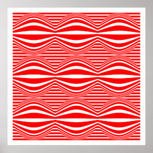 Póster Líneas y esferas de Op Art 01 - Rojo y Blanco