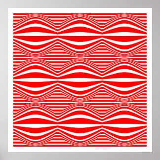 Póster Líneas y esferas de Op Art 01 - Rojo y Blanco