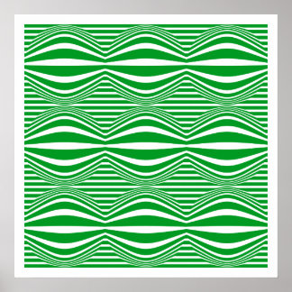 Póster Líneas y esferas de Op Art 01 - Verde y Blanco