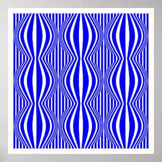 Póster Líneas y esferas de Op Art 02 - Azul y Blanco