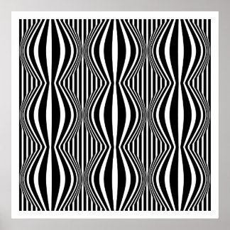 Póster Líneas y esferas de Op Art 02 - Blanco y negro