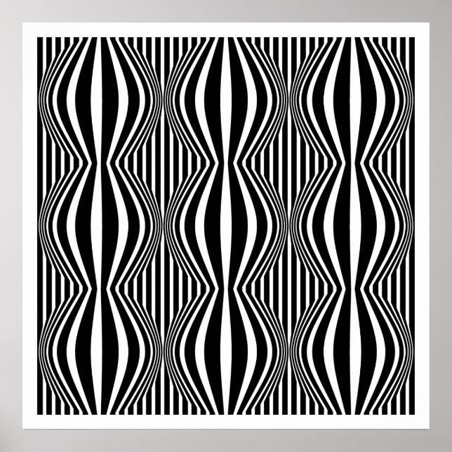 Póster Líneas y esferas de Op Art 02 - Blanco y negro (Frente)