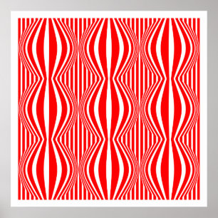Póster Líneas y esferas de Op Art 02 - Rojo y Blanco