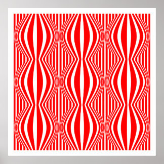 Póster Líneas y esferas de Op Art 02 - Rojo y Blanco