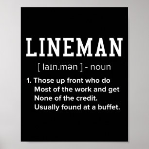 Póster Linema ofensivo divertida definición de Lineman de