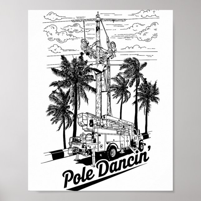 Póster Lineman Le Dancin' Electrician Gift For Men Husban (Frente)