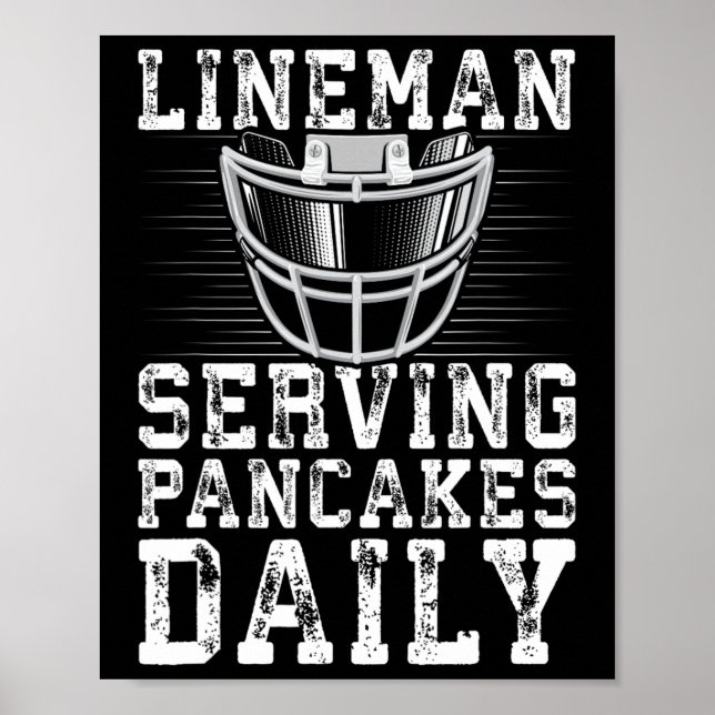 Póster Lineman Sirve Pancakes Daily Football Lineman (Frente)