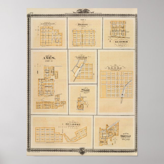 Póster Lineville, Derby, Glidden, Ames, Conway (Frente)